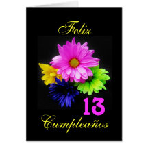 Spanish: 13 anos! Margaritas neon Cards