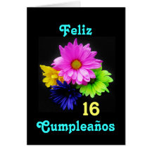 Spanish: 16 anos! Margaritas Neon  - B-day Cards