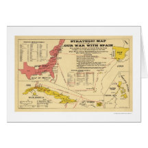 Spanish American War Map 1898 Greeting Card