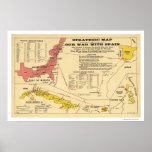 Spanish American War Map 1898 posters