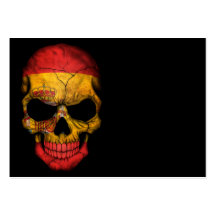 Spanish Flag Skull on Black Business Card Templates