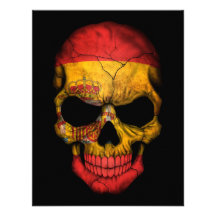 Spanish Flag Skull on Black Invite