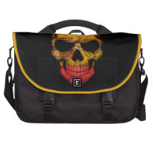 Spanish Flag Skull on Black Laptop Commuter Bag