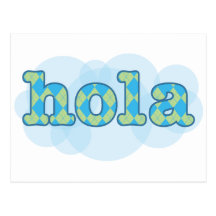 Spanish - Hola with argyle pattern Post Card