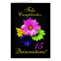 Spanish: Quinceanera 15 y.o. B-day Greeting Cards