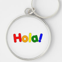 Spanish Rainbow Hello : Espanol Iris Hola Keychain