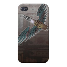 spark plug with wings cool fun engine car combusti iPhone 4 cover