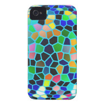 Sparkle Blue Stained Glass n Happy Abstract Art iPhone 4 Case-Mate Case