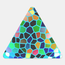 Sparkle Blue Stained Glass n Happy Abstract Art Triangle Sticker