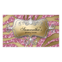 Sparkle Jewellery Business Card Zebra Gold Pink Si