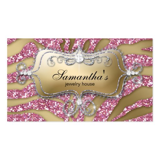 Sparkle Jewellery Business Card Zebra Gold Pink Si