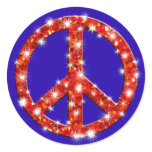 Sparkle Look Peace Sign Round Sticker