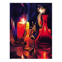 "Sparklers" Art Glass Watercolor Post Card