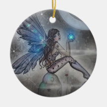 Sparkling Blue Fairy Fantasy Art Christmas Tree Ornament