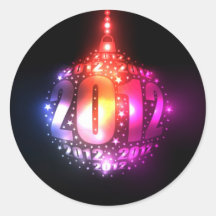 Sparkling New Year's 2012 Ornament Design Round Stickers