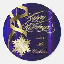 Sparkling Swirls Snowflake Holiday Blue Sticker
