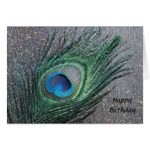 Sparkly Black Peacock Feather Still Life Card