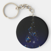 Sparkly Blue Christmas Tree Key Chain
