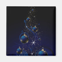Sparkly Blue Christmas Tree Magnet