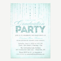 Sparkly Blue Glitter Graduation Party Invitation invitations
