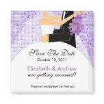 Sparkly Bride Groom Save The Date Magnet