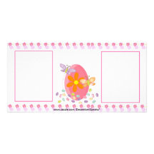 Sparkly Butterflies on a egg Photo Card Template