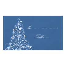 Sparkly Holiday Tree Place Card, Blue Business Card Template