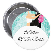 Sparkly Mother of the Bride Button / Pin Turquoise