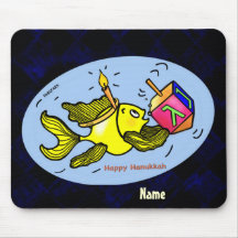 Sparky Hanuka Fish - Comic Cure Drawing Gift Mousepads