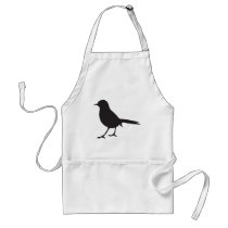 Sparrow bird black & white silhouette tiffany blue apron