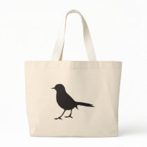 Sparrow bird black & white silhouette tiffany blue tote bag