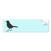 Sparrow bird black & white silhouette tiffany blue bumper sticker