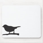Sparrow bird &  branch black & white silhouette mousepads