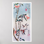 Sparrows and Camellias in Snow, Hiroshige Poster
