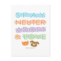 Spay Neuter Adopt Love Post Cards