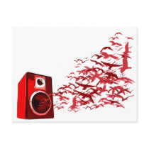 Speaker Birds - Music DJ Loud Disc Jockey Post Card