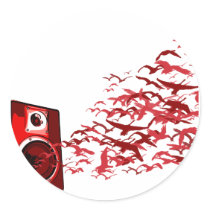 Speaker Birds - Music DJ Loud Disc Jockey Round Sticker