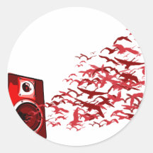 Speaker Birds - Music DJ Loud Disc Jockey Round Sticker