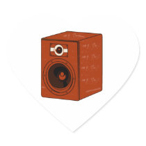 Speaker Single Grunged Graphic Red Brown Heart Stickers