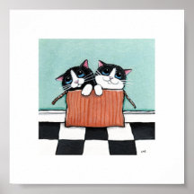 Special Delivery - 6x6 Cat Art Print
