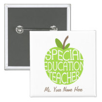 Special Education Teacher Green Apple Button buttons