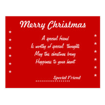 Special friend christmas postcards