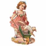 SPECIAL MAGNETS "LITTLE GIRL WITH DOG" VICTORIAN PHOTO CUT OUT