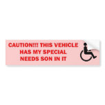 Special Needs Son in Vehicle Bumper Stickers