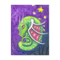 Speckled Green Dragon fantasy art postcard print