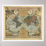 Spectacular Map of the World by Homann 1716 Print