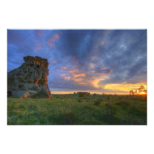 Spectacular sunset skies at Medicine Rocks Photographic Print