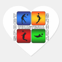 Spectacular Volleyball Heart Sticker