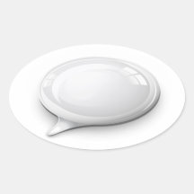 Speech bubble white and glossy oval sticker