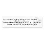 SPEECHES ONLY WORDS....... PROMISES ONLY LIES..... BUMPER STICKERS